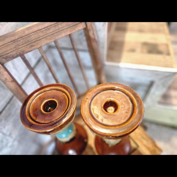 Ceramic Drip Glaze Candle Holder, Vintage Drip Glaze Ceramic Candle Holder - Picture 3 of 5